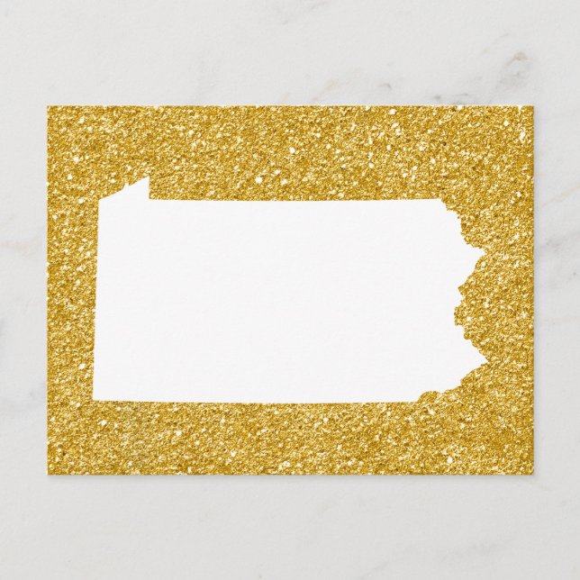 Postal Pensilvania en brillo blanco y dorado (Anverso)