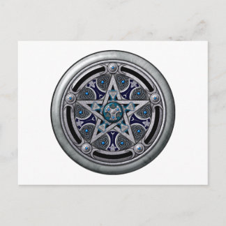Postal Pentáculo Pagan Plateado Feminino