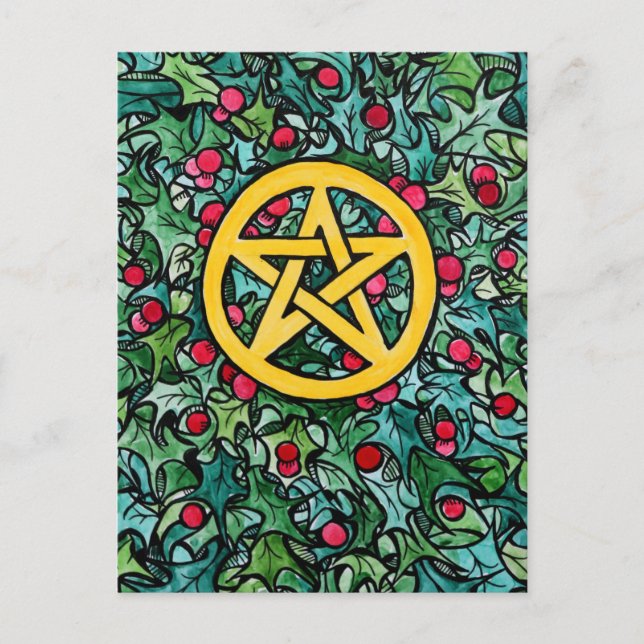 Postal Pentagrama Pagano de Yule (Anverso)