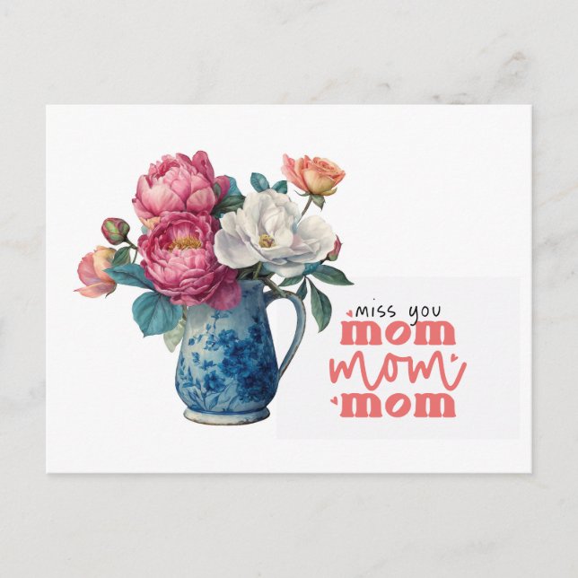Postal Peonía para Mamá en el Día de la Madre (Anverso)