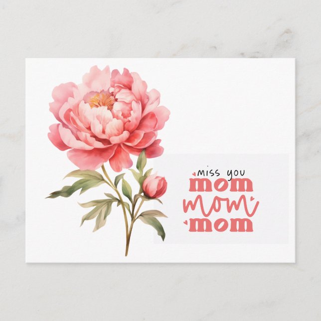 Postal Peonía para Mamá en el Día de la Madre (Anverso)