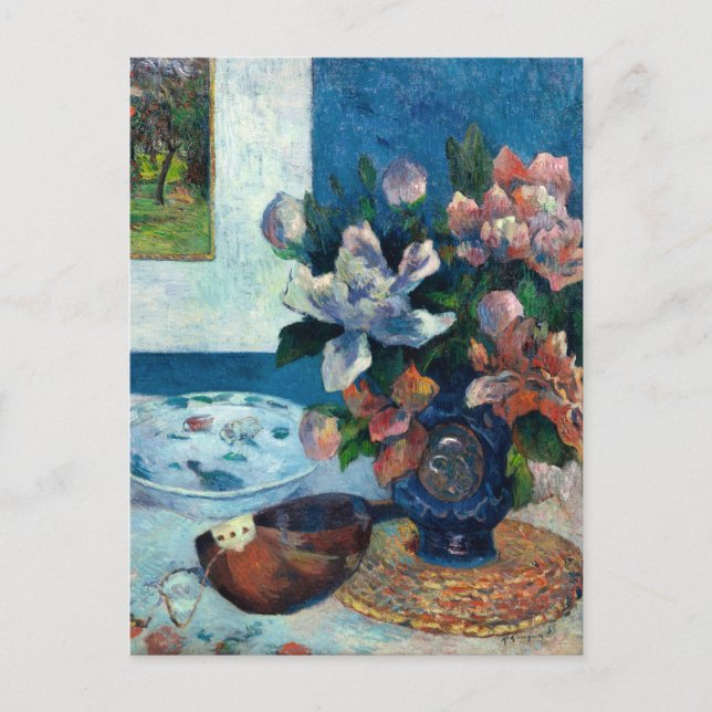 Postal Peonías chinas y mandolina | Paul Gauguin (Anverso)