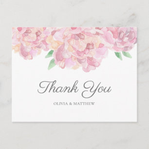 Postal peonías rosadas acuarelas. Boda en el jardín Graci