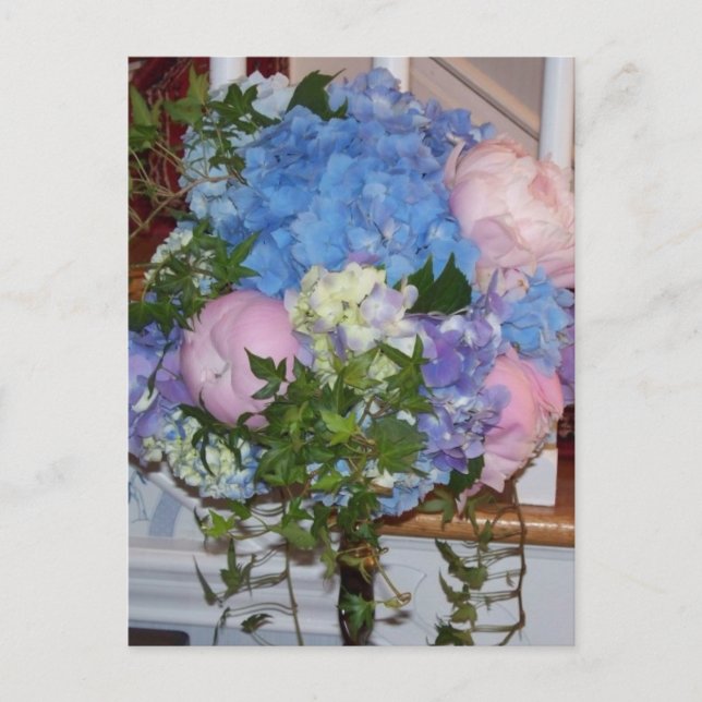 Postal Peonies azules del rosa del Hydrangea (Anverso)