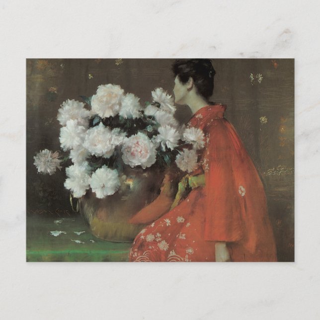 Postal Peonies de William Merritt Chase, Bella Artes de V (Anverso)