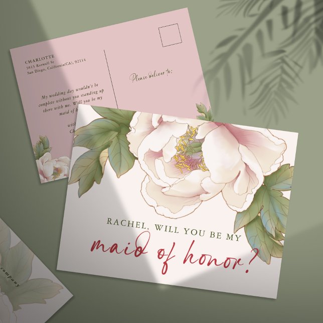 Postal Peony de Rubor serás mi dama de honor (Subido por el creador)