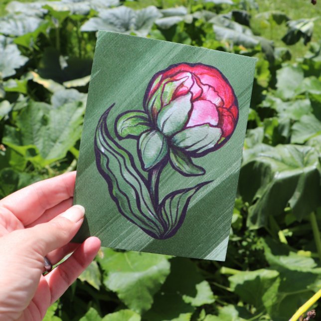 Postal Peony Flower Peonies Gardener arte Rosa (Subido por el creador)