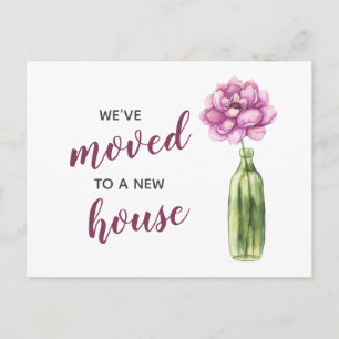 Postal Peony Vase Hemos Mudado Nueva Dirección Moviéndose