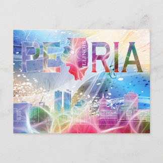Postal Peoria, Illinois - Diseño Colorido