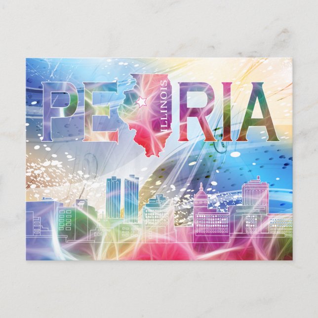 Postal Peoria, Illinois - Diseño Colorido (Anverso)