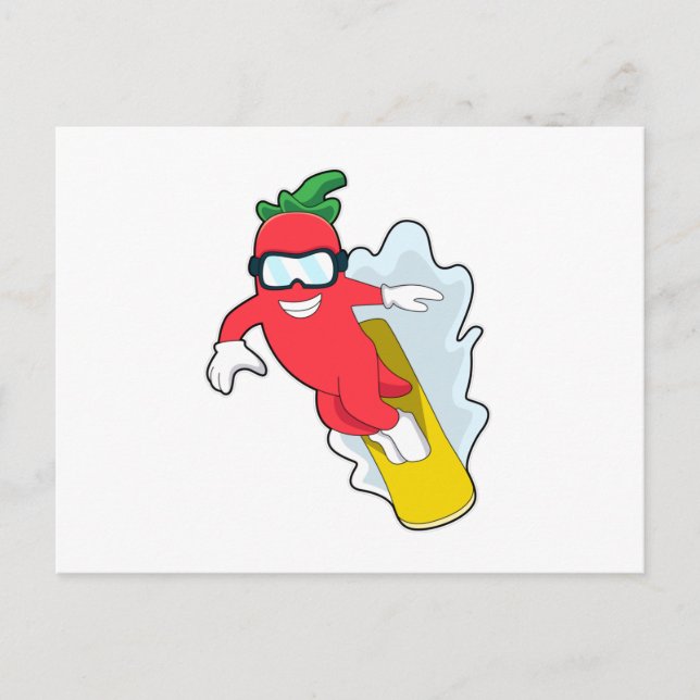 Postal Pepper en Snowboard con Snowboard (Anverso)