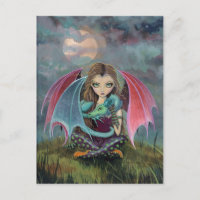 Pequeña arte de fantasía de hada gótica y dragón