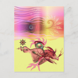 Postal Pequeña bestia rosa va a correr