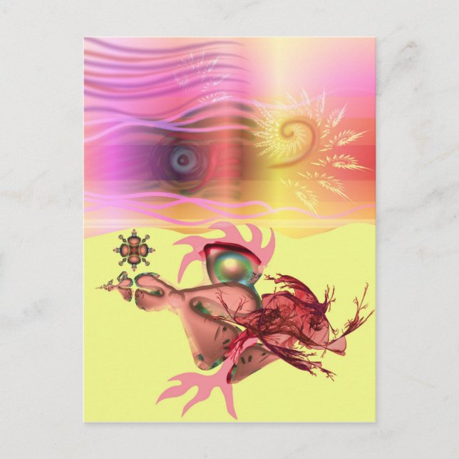 Postal Pequeña bestia rosa va a correr (Anverso)