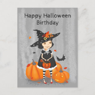 Postal Pequeña Bruja de Halloween