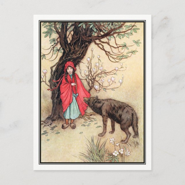 Postal Pequeña capucha roja de Warwick Goble (Anverso)
