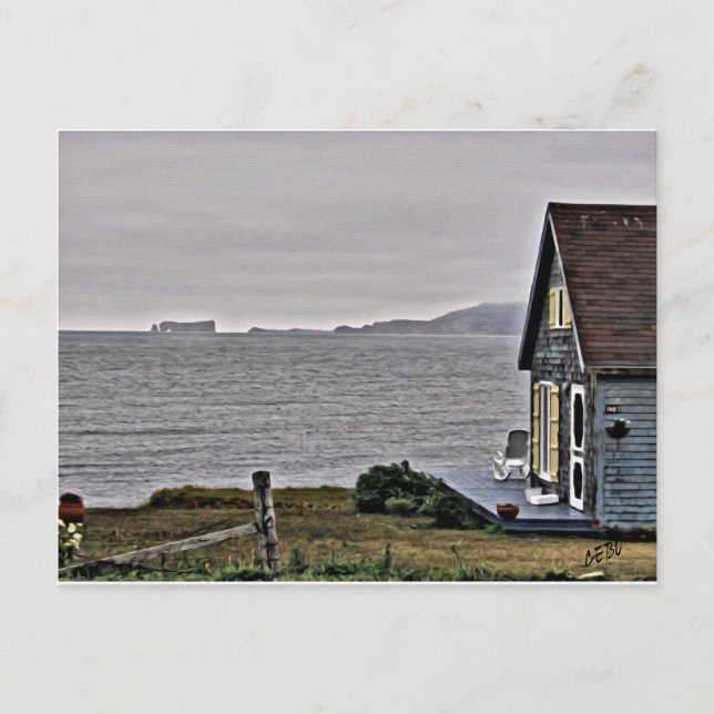 Postal Pequeña casa con vista al río St.Lawrence (Anverso)