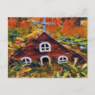Postal Pequeña Casa de Hadas Rojas