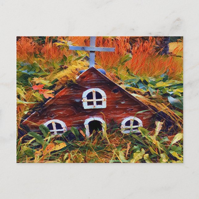 Postal Pequeña Casa de Hadas Rojas (Anverso)