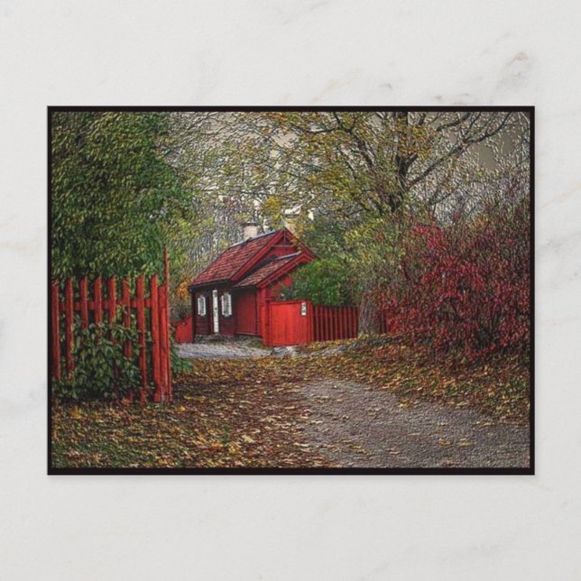 Postal Pequeña casa roja (Anverso)