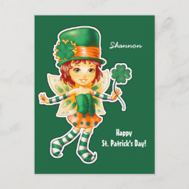 Postal Pequeña Chica irlandesa de hadas St. Patrick's Day