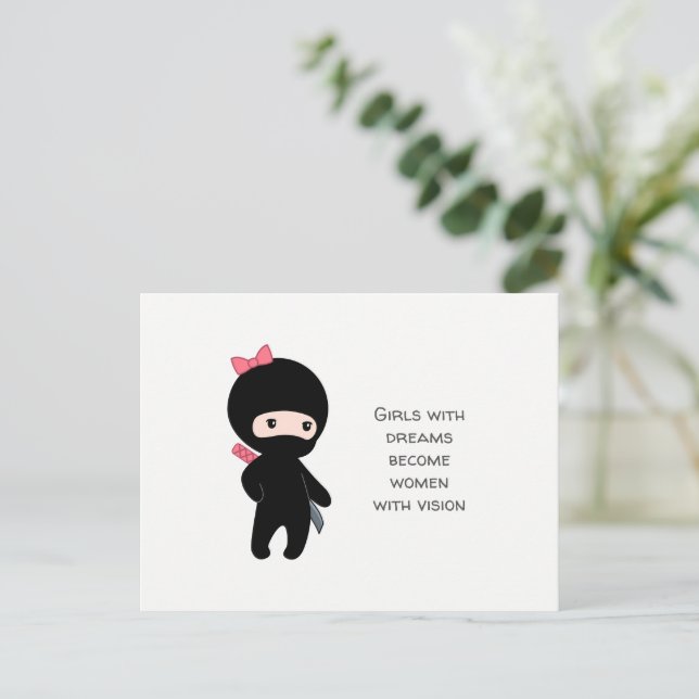 Postal Pequeña cita Chica Ninja (Anverso de pie)