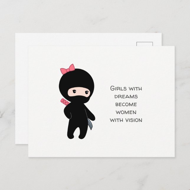 Postal Pequeña cita Chica Ninja (Anverso / Reverso)