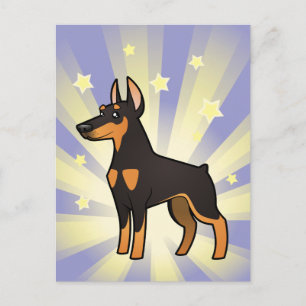 Postal Pequeña estrella Doberman Pinscher (oídos puntiagu