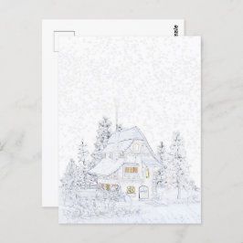 Postal PEQUEÑA ETIQUETA EN LA NIEVE | Pintable©