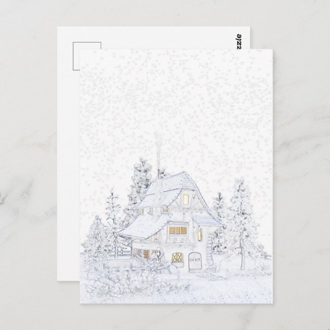 Postal PEQUEÑA ETIQUETA EN LA NIEVE | Pintable© (Anverso / Reverso)
