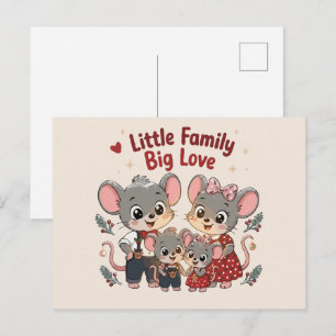 Postal Pequeña Familia Gran Amor Ratón Adorable