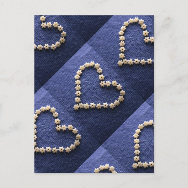 Postal Pequeña forma cardíaca de estrellas de pasta (Anverso)