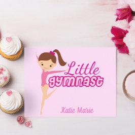 Postal Pequeña gimnasta Bonito Personalizado rosa niños g