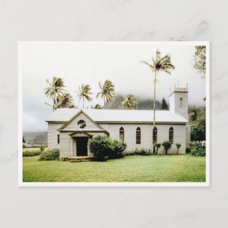Postal Pequeña Iglesia Tropical Blanca Hawaii