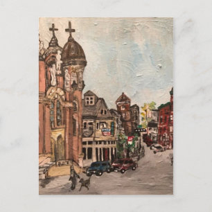 Postal Pequeña Italia, pintura de Cleveland Ohio en posta
