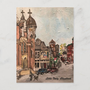 Postal Pequeña Italia, pintura de Cleveland Ohio en posta