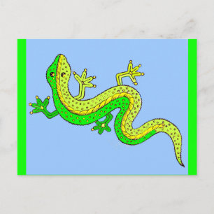 Postal pequeña lagartija verde