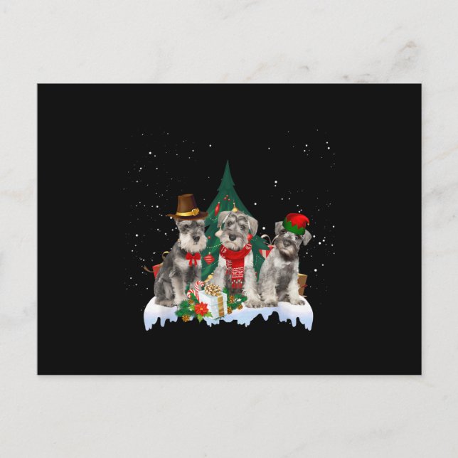 Postal Pequeña Miniatura de Navidades de Schnauzer Dog Te (Anverso)
