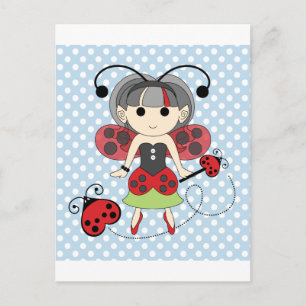 Postal Pequeña Miss Ladybug Princesa de hadas y varita de