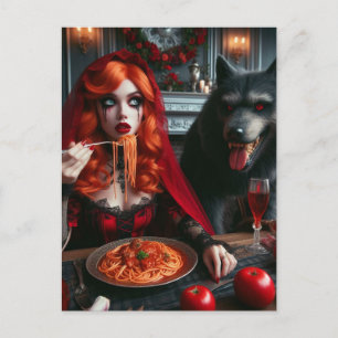 Postal Pequeña Oscura Fantasía Roja