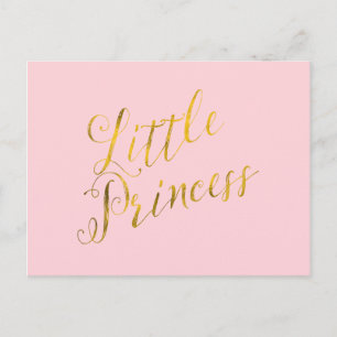 Postal Pequeña Princesa Cita Relieve metalizado dorado fa