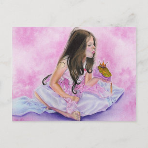 Postal Pequeña princesa Kissing Frog Postcard