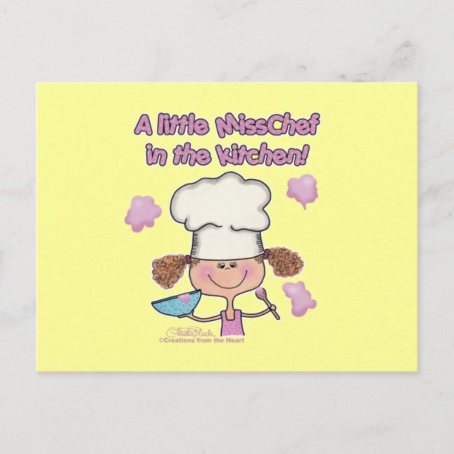 Postal Pequeña señorita Chef (Anverso)