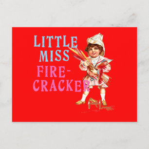 Postal Pequeña Srta. Firecracker Vintage Americana