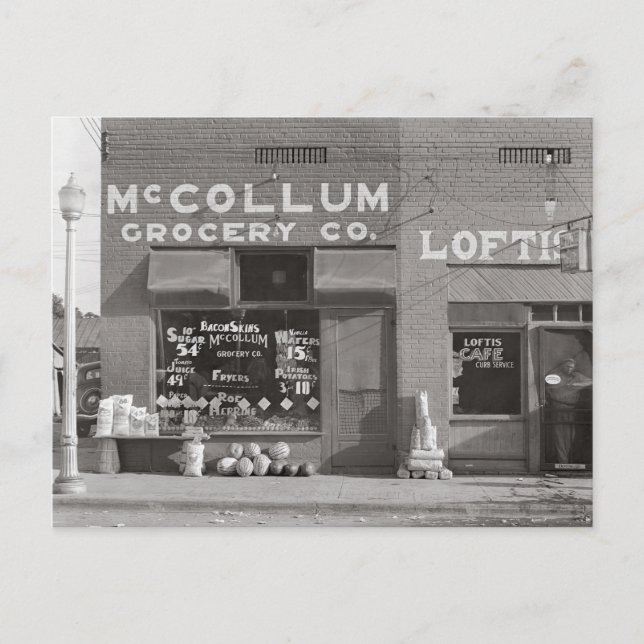 Postal Pequeña tienda de comestibles, 1935 (Anverso)