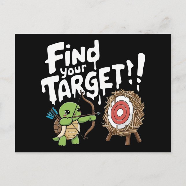 Postal Pequeña tortuga apuntando hacia una flecha (Anverso)