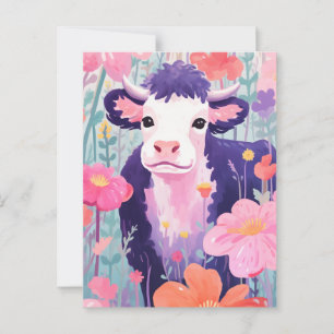 Postal Pequeña vaca feliz