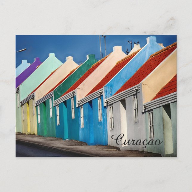 Postal Pequeñas casas coloridas Curacao (Anverso)