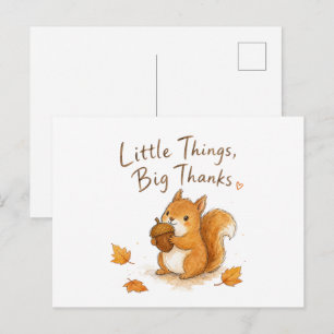 Postal Pequeñas Cosas Grandes Gracias Squirrel Acuarela