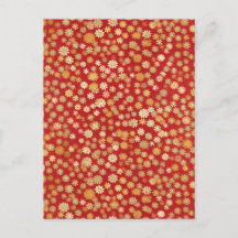 Pequeñas flores en el fondo rojo Chiyogami